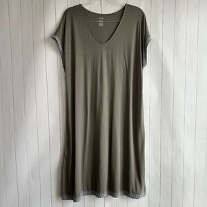J. Jill size L Purejill relaxed embroidered tee shirt dress green cotton modal